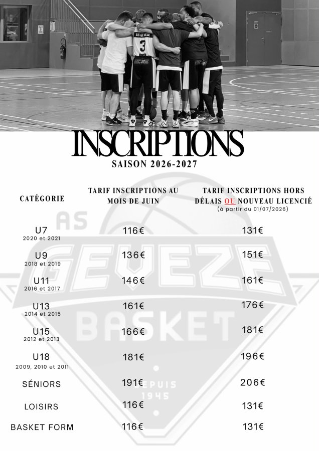 🏀 Permanences saison 2026/2027 🏀